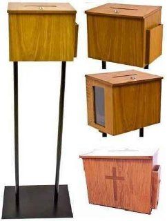 Wood Donation Box on Floorstand with Window  Suggestion Boxes 