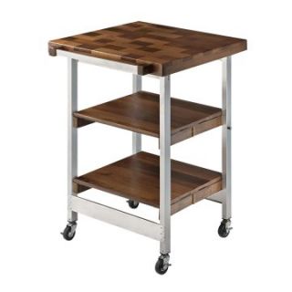 Folding Entertainer Kitchen Cart with Walnut Finish   Kitchen Islands and Carts