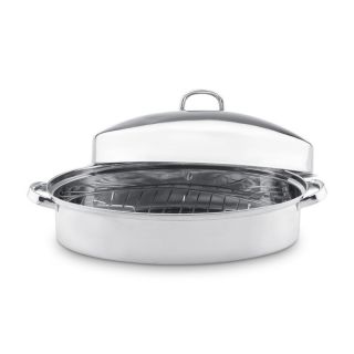 Vinaroz Stainless Steel Collection 9 qt. Oval Roaster With Grill   Roasting Pans