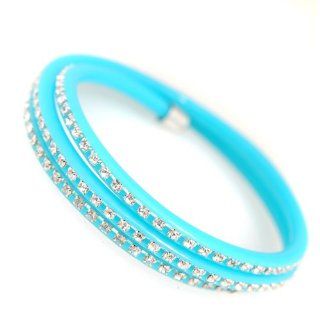 Turquoise Rubber Crystal Twisted Bangle Bracelet 