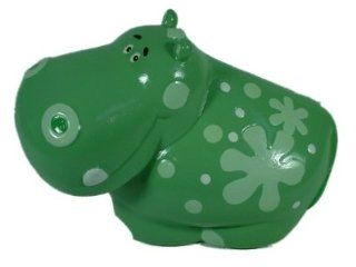 Hippo Bank Piggy Bank Hand Painted Green Ceramic   Toy Banks