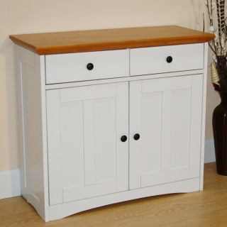 2 Drawer Storage Buffet   White and Oak   Kitchen Islands and Carts
