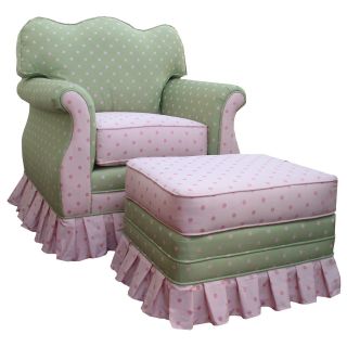 Angel Song Empire Glider Rocker with Optional Ottoman   Bubblegum Pink & Green   Rocking Chairs