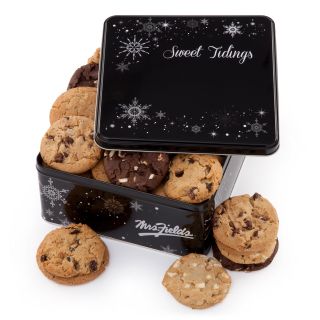 Mrs. Fields 24 Original Cookies Sweet Tidings Tin   Holiday Gift Baskets
