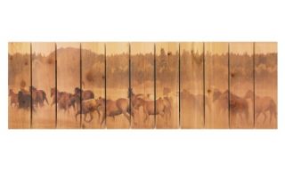 Gizaun Art Wild Horses Indoor/Outdoor Full Color Cedar Wall Art   Outdoor Wall Art