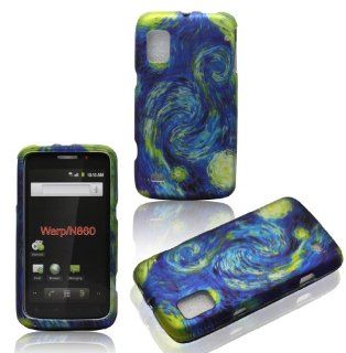 2D Blue Design ZTE Warp N860 Boost Mobile Case Cover Hard Phone Case Snap on Cover Rubberized Touch Faceplates Cell Phones & Accessories