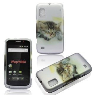 2D Kitty Cat ZTE Warp N860 Boost Mobile Case Cover Hard Phone Case Snap on Cover Rubberized Touch Faceplates Cell Phones & Accessories
