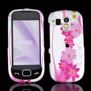 Samsung Caliber / R850 / 860 Graphic Rubberized Protective Hard Case   Pink Flower Cell Phones & Accessories