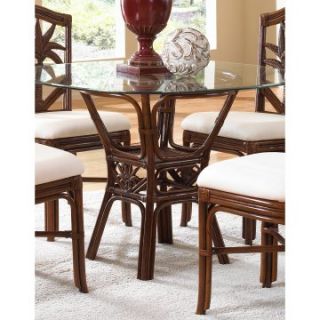 Hospitality Rattan Cancun Palm Indoor Rattan & Wicker 42 in. Round Dining Table with Glass Top   TC Antique   Dining Tables