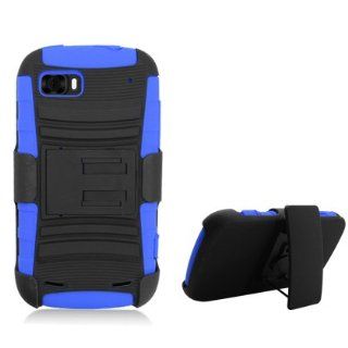 Eagle Cell PRZTEN861SPSTHLBLBK Hybrid Rugged TUFFSUIT with Kickstand for ZTE Warp Sequent N861   Retail Packaging   Blue/Black Cell Phones & Accessories