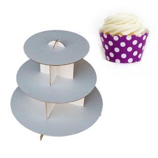 Dress My Cupcake DMC30910 Cardboard Cupcake Stand Kit with Mini Wrappers, Plum Purple Polka Dots Kitchen & Dining