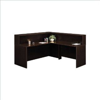 Bush Furniture Mocha Cherry Corsa Series L Shaped Reception Desk  Reception Room Tables 