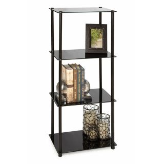 Convenience Concepts Black Classic Glass 4 Tier Tower   Bookcases
