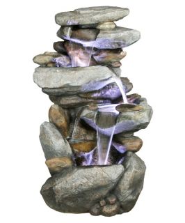 Alpine Indoor/Outdoor Cascading Rock Waterfall Fountain with Light   Fountains