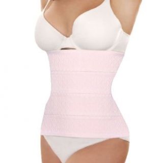 Women Pink Rhombus Pattern Elastic Tummy Trimmer Corset Waist Cincher L