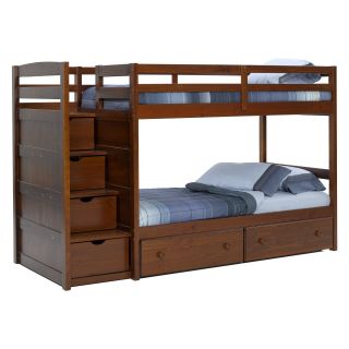 Pine Ridge Front Loading Stair Bunk Bed   Chocolate   Bunk Beds