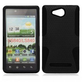 Hard Plastic Snap on Cover Fits LG VS840 Lucid 4G Hybrid Perforated Black Black Verizon Cell Phones & Accessories