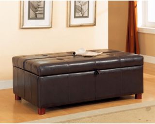 Coaster Macy Leather Ottoman Bench with Pull Out Twin Bed   Ottomans