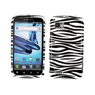 Hard Plastic Snap on Cover Fits Motorola MB865 Atrix 2 Zebra Black and White Glossy AT&T Cell Phones & Accessories