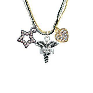 Caduceus   LVN RockStar Tri Color Necklace Pendant Necklaces Jewelry