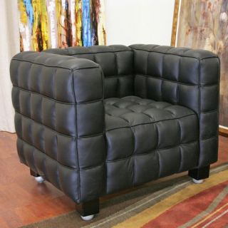 Baxton Studio Arriga Black Leather Chair   Club Chairs