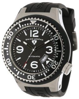 Swiss Legend Men's 11819A 01 W Neptune Automatic Black Dial Black Silicone Watch Watches