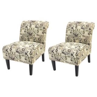 Armen Living Modern Accent Chairs Cream Architectural Fabric   Set of 2   Upholstered Club Chairs