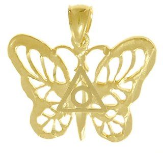 Family Recovery Symbol Pendant, #868 16, Solid 14k.,Butterly w/Family Recovery Symbol in Center Jewelry