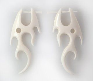 844 Dragon Tail bone Earrings w/ pick/ Organic / Silver Jewelry of Bali Individual Pendants Jewelry