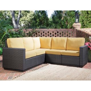 Home Styles Riviera Harvest All Weather Wicker Five Seat Sectional   Outdoor Sofas & Loveseats