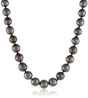 14k Yellow Gold 8.0 10.0 mm Graduated Round Tahitian Pearl Necklace, 18" Pearl Strands Jewelry