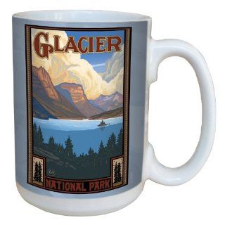 Tree Free Greetings lm43099 Scenic Saint Mary's Lake Glacier National Park by Paul A. Lanquist Ceramic Mug, 15 Ounce, Multicolored Kitchen & Dining