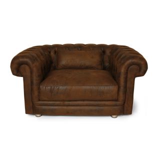 Chesterfield Lux Upholstered Club Chair   Brown   Control Brand MCM   Living Room