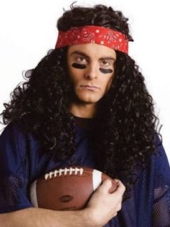California Costume Mens Worlds Biggest Hair Wig Long Black Hair With Red Bandana Adult Sized Costumes Clothing
