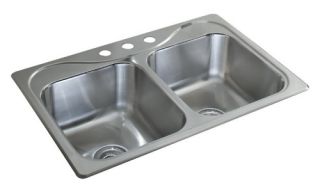 Sterling by Kohler Southhaven® 11850 3 Double Basin Drop In Kitchen Sink   Kitchen Sinks