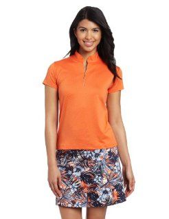 Sport Haley Women's Diagonal Stripe Jacquard Short Sleeve Polo Shirt, Tangelo, Medium  Lady Golf Shirt Orange  Sports & Outdoors