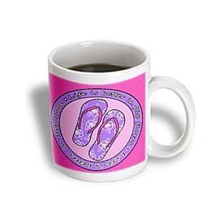 3dRose Life is Better in Flip Flops Purple and Pink Mug, 11 Ounce Kitchen & Dining