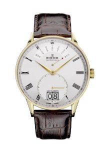 Edox Les Vauberts Silver Dial Brown Leather Strap Mens Watch 34005 37JA AR at  Men's Watch store.