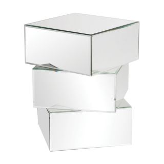 Howard Elliott Stacked Contemporary Mirrored End Table   End Tables