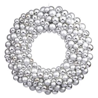 Vickerman 36 in. Silver Colored Ball Wreath   Christmas Wreaths