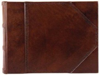 Eccolo Made in Italy Tuscania Antique Brown Leather Album Scrapbook With 30 Ivory Pages, 8 x 6 Inch