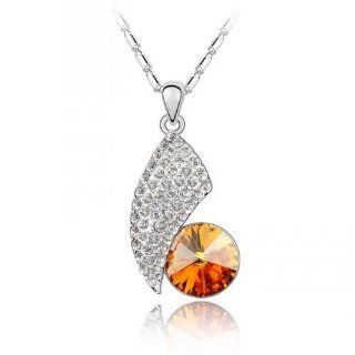 Designer Orange and Clear Abstract Petal Pendant Necklace 849 Jewelry