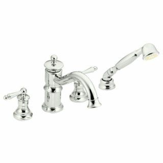 Moen Ts213Nl Waterhill Two Handle High Arc Roman Tub Faucet Includes Hand Shower, Nickel   Bathtub And Showerhead Faucet Systems  