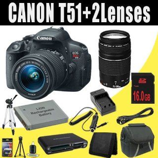 Canon EOS Rebel T5i 18 MP CMOS Digital SLR Camera w/EF S 18 55mm f/3.5 5.6 IS STM Lens + EF 75 300mm f/4 5.6 III Telephoto Zoom Lens + LP E8 Replacement Lithium Ion Battery + External Rapid Charger + 16GB SDHC Class 10 Memory Card + Mini HDMI Cable + Carry