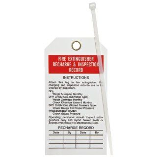 Brady 76222 5 3/4" Height, 3" Width, B 851 Economy Polyester, Red And Black On White Color Fire Extinguisher Tags (Pack Of 25) Industrial Warning Signs