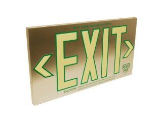 UL 924 Exit Sign, 1 Sided, Brushed Aluminum Background, Letters Outlined in Green, 14.5" x 7.875"  Yard Signs  Patio, Lawn & Garden