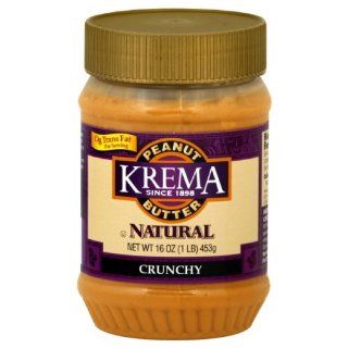 Krema Natural Crunch Peanut Butter, 16 Ounce (Pack of 6)  Grocery & Gourmet Food