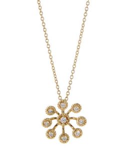 18k Art Nouveau Starburst Diamond Pendant Necklace