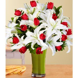 Deluxe Always & Forever (with FREE glass vase)   Flowers  Fresh Cut Format Mixed Flower Arrangements  Grocery & Gourmet Food