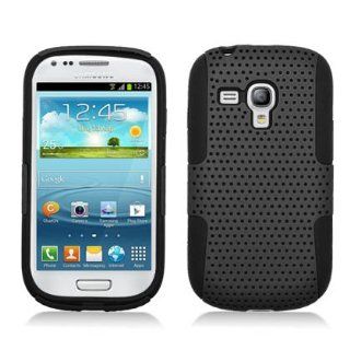 FOR SAMSUNG GALAXY S III MINI GT I8190 PERFORATED HYBRID 2IN1, BLACK+BLACK Cell Phones & Accessories